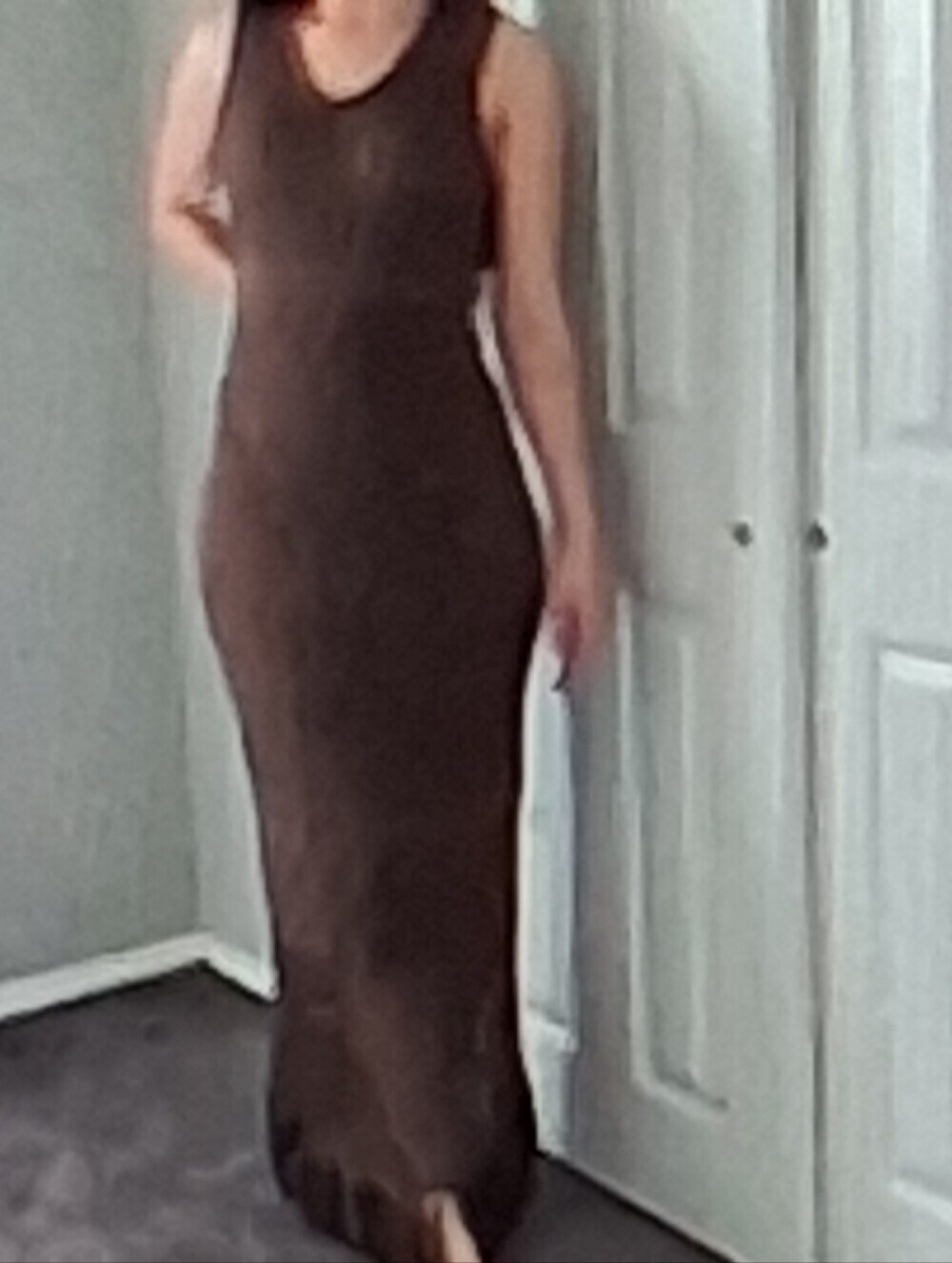 Chico's Black Label Knit Maxi Dress/Cover Up With Fringe    Size 00
